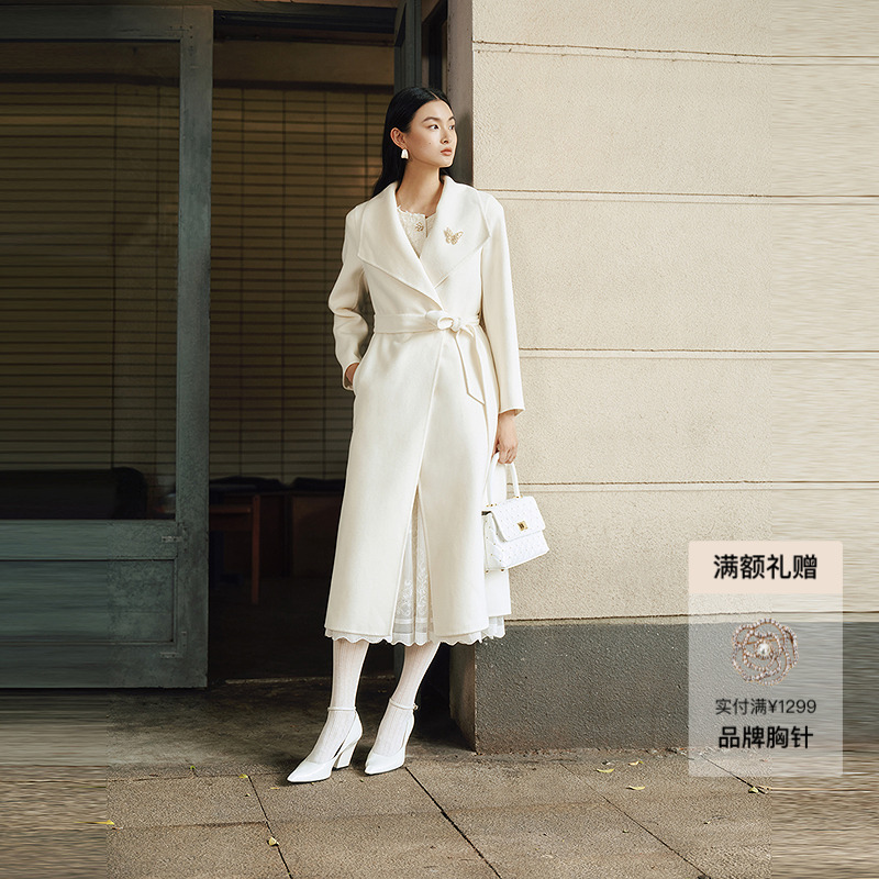 珂莱蒂尔【羊毛羊绒】Koradior商场同款2025秋气质羊毛大衣呢外套