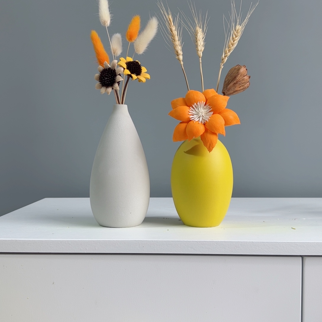 摆件陶瓷小花瓶摆件含花总高约20-30cm