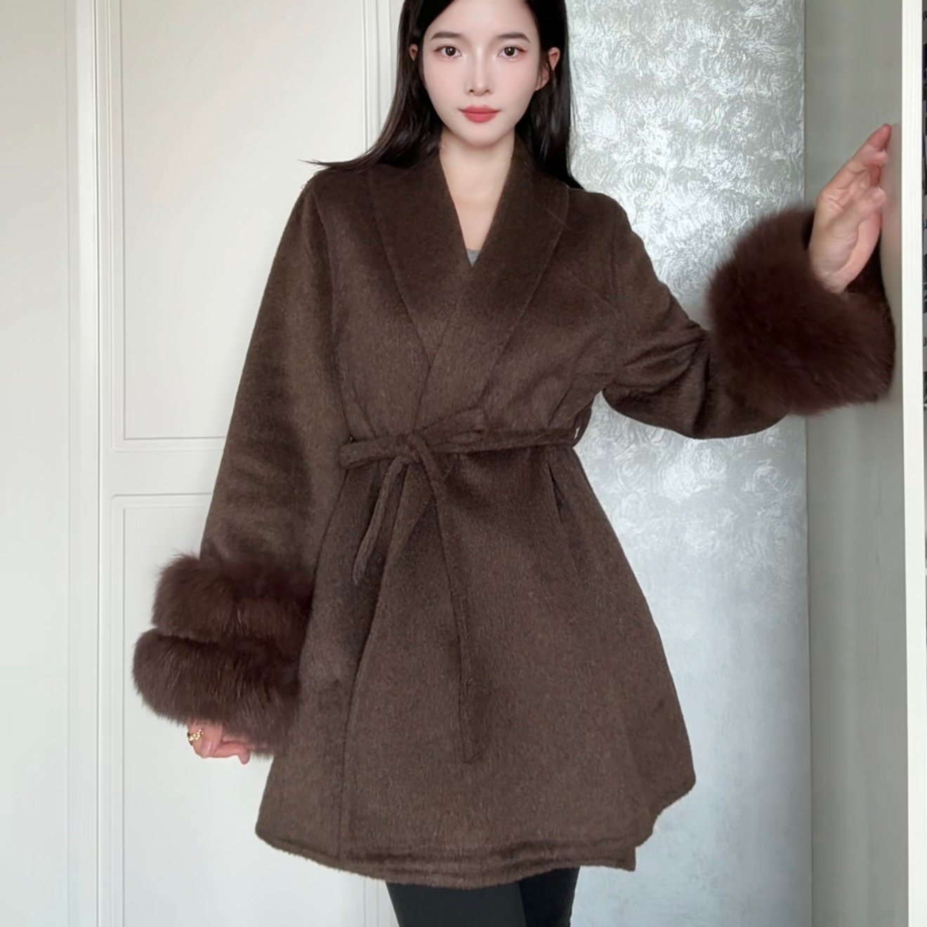 千金风中长款女秋冬毛呢外套显瘦小个子轻奢洋气女外套