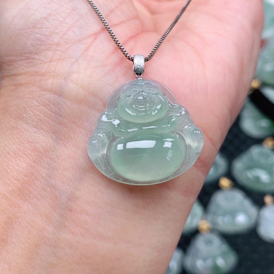 翡翠吊坠(不含链)18K金镶嵌