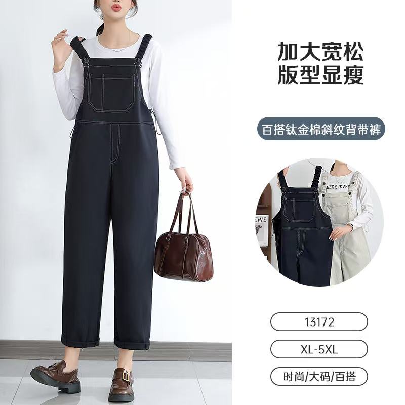 孕妇牛仔背带裤新款宽松大码阔腿直筒老爹裤小个子孕妇装13172