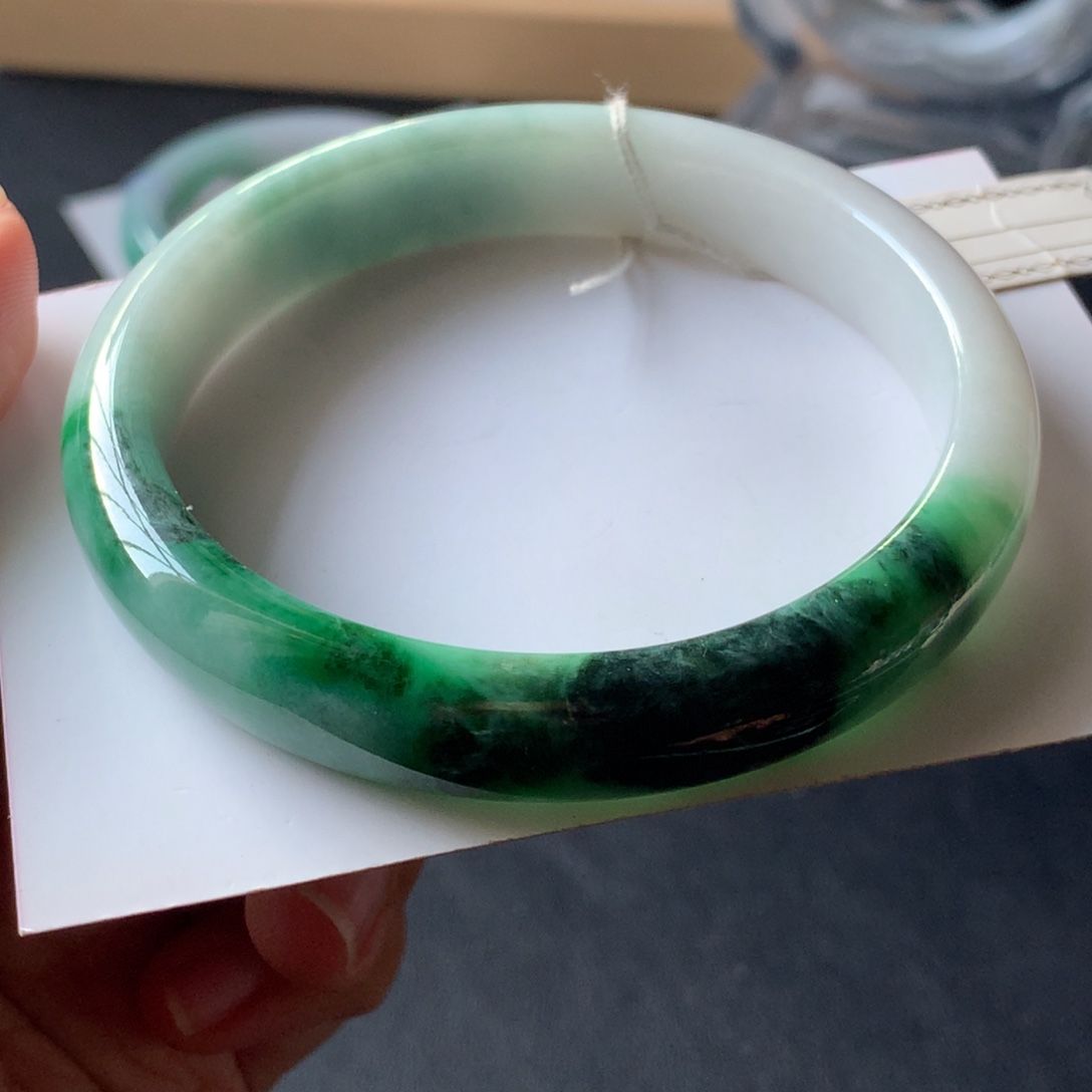 翡翠未镶嵌手镯46号60-11.8-7.8贯穿裂