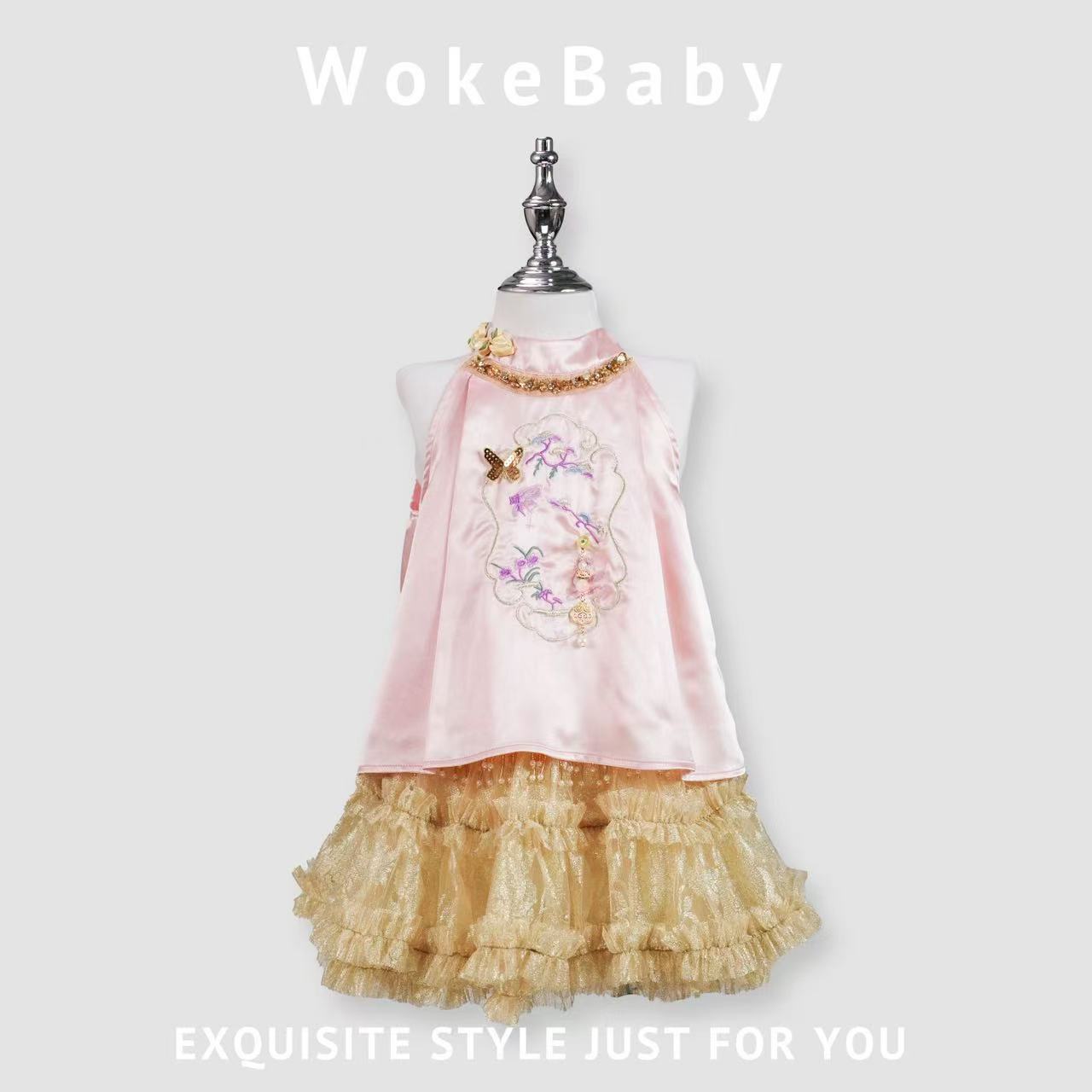 【BO专属】女童夏季可爱中大童上衣中领套头汉服短裙F484