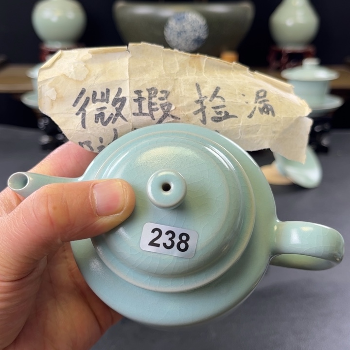 杯仿古釉汝官窑涧流德钟238号捡漏
