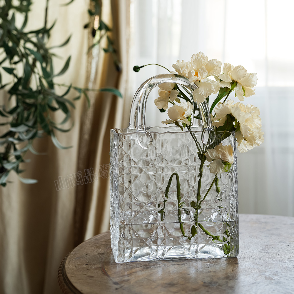 戴妃包玻璃手提包包花瓶适合客厅插花水养鲜花作家居装饰
