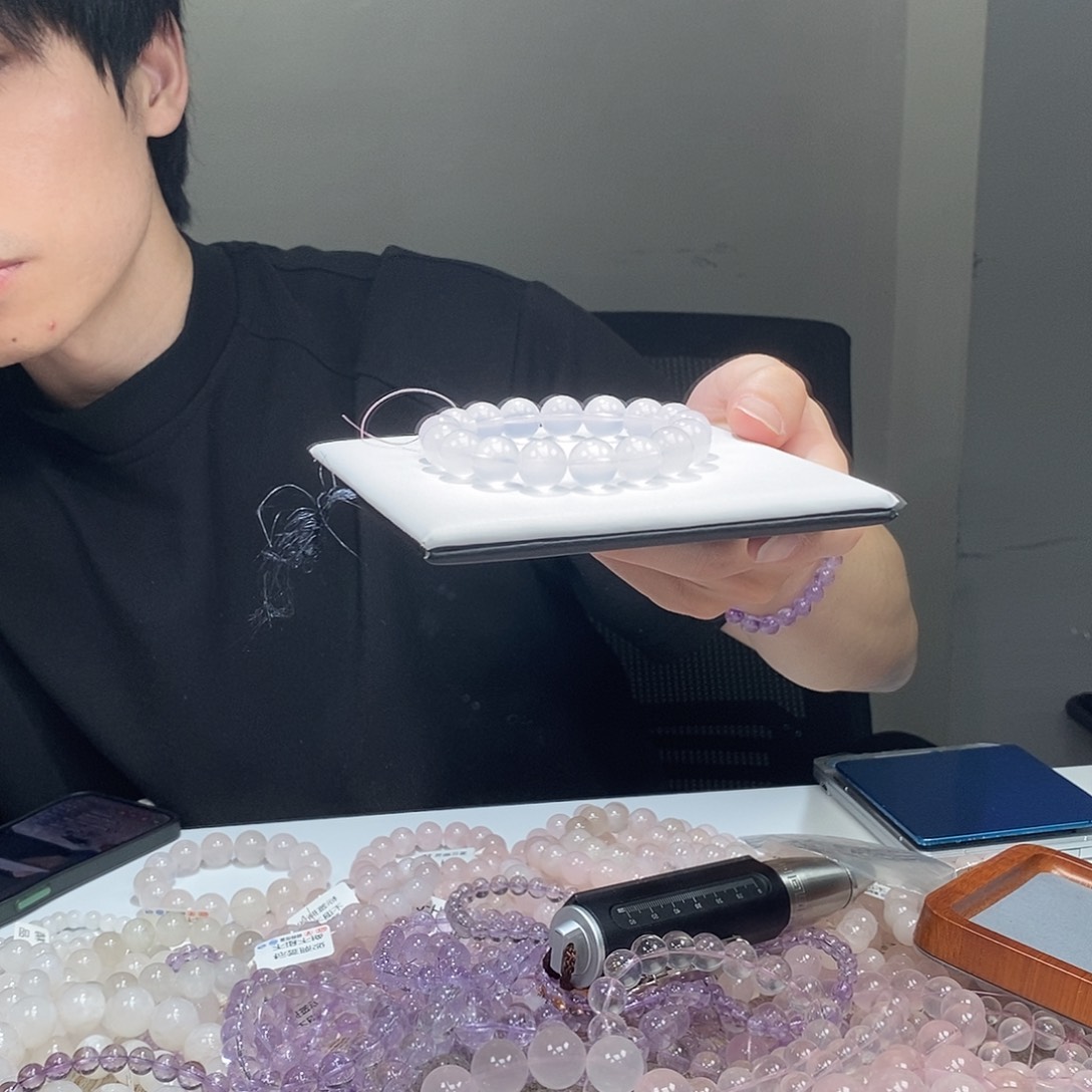 未镶嵌手串水晶12.5咪星光莫粉