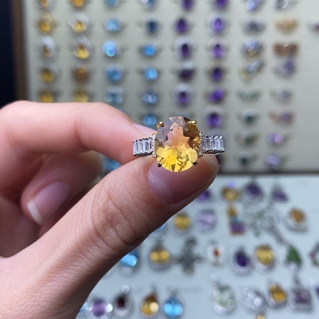 黄晶戒指银S925镶嵌（需要证书备注）
