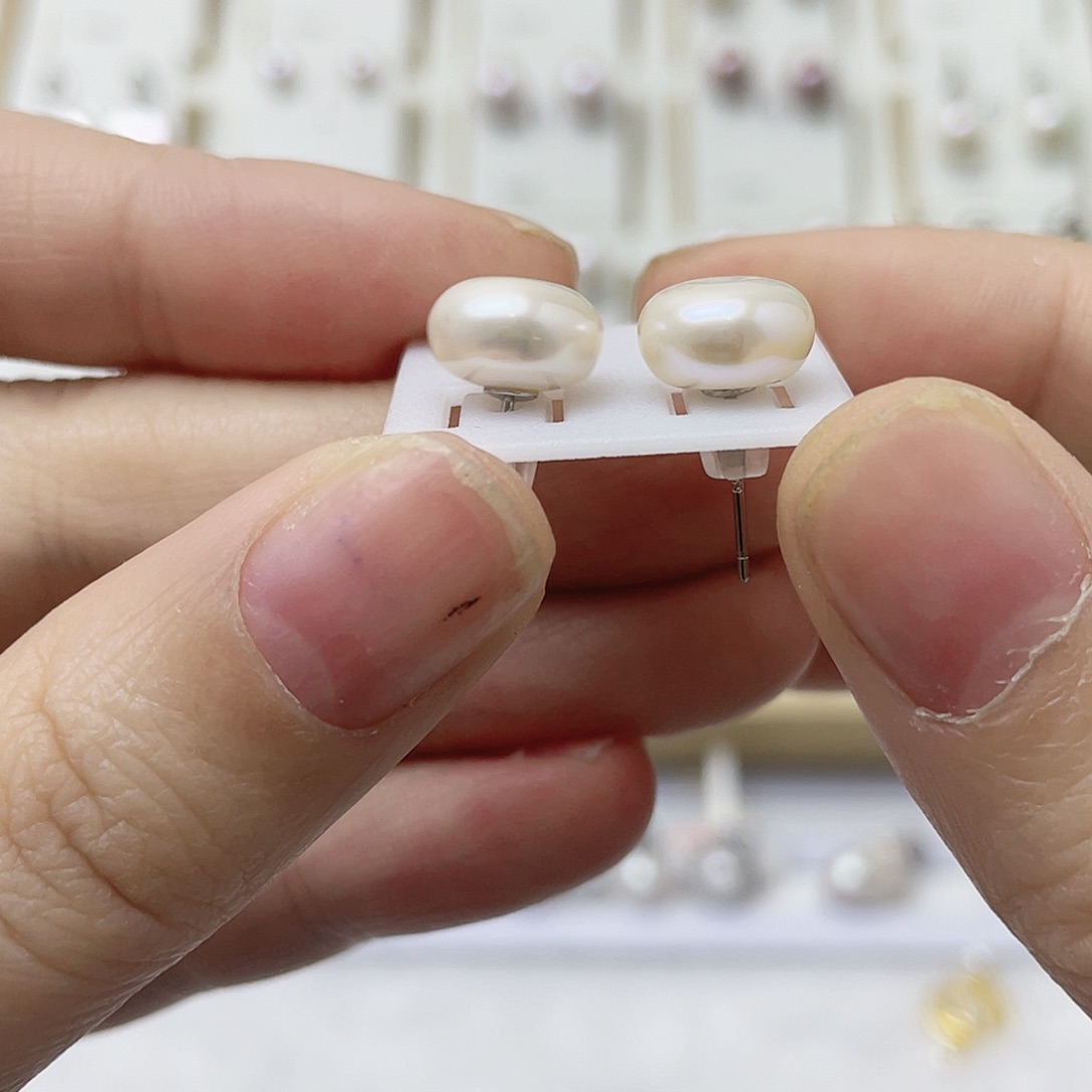 陕***部淡水珍珠耳饰银S925镶嵌