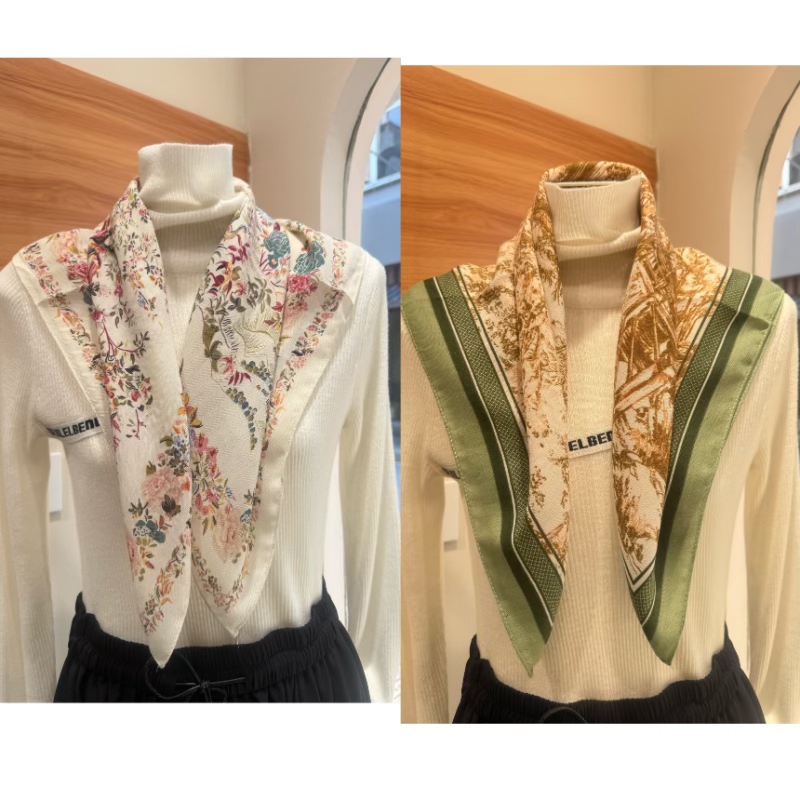 桑蚕丝羊绒印花方巾气质轻奢时尚百搭女士提花