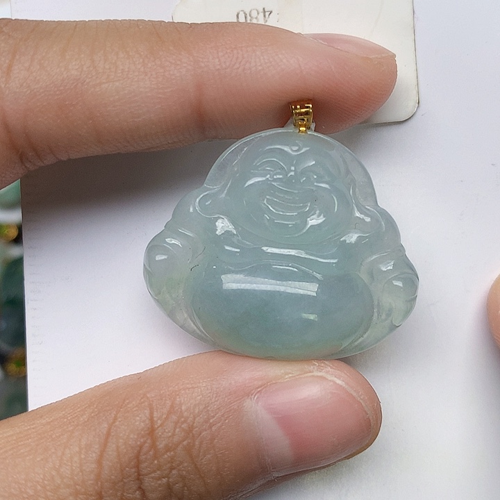 颈饰18K金镶嵌翡翠天然翡翠