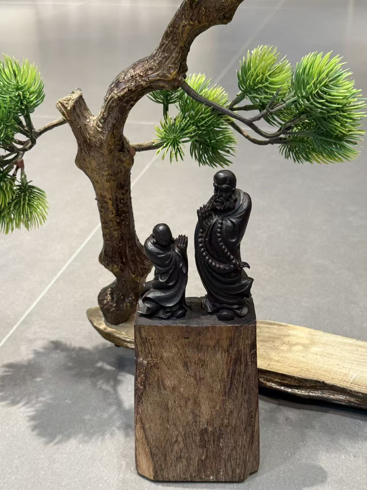 复古紫檀精雕桌面茶道工艺品摆件