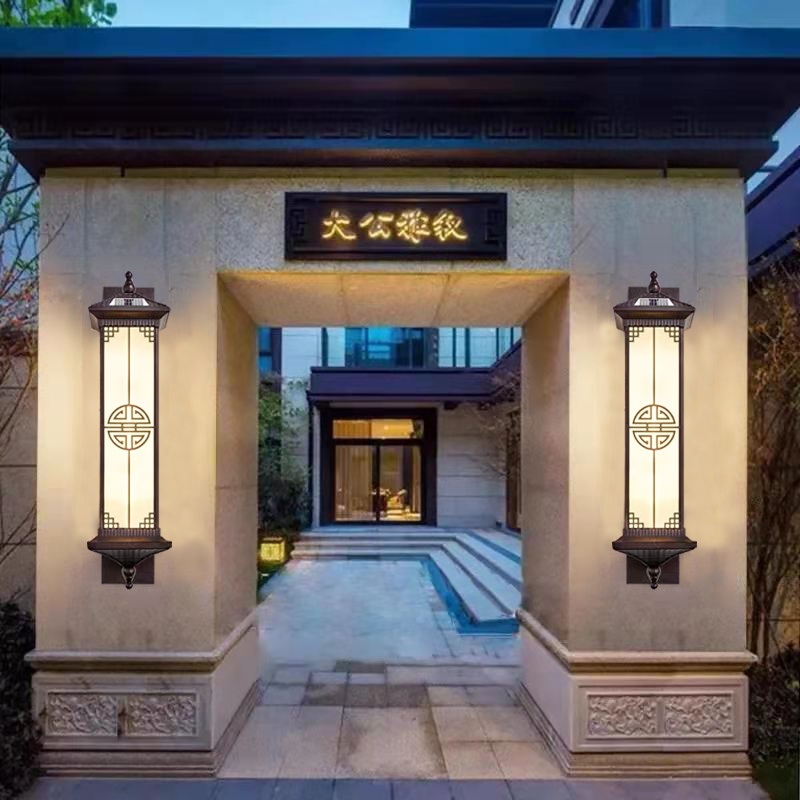 太阳能壁灯室外阳台庭院大门灯花园围墙灯中式别墅露台LED灯户外