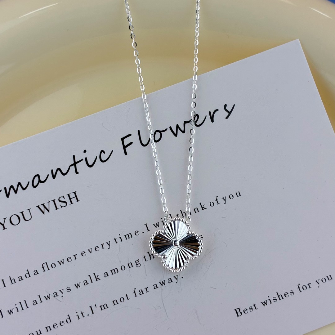 坠链均足银 【花花套链】足银双面项链轻奢经典银项链女款精致