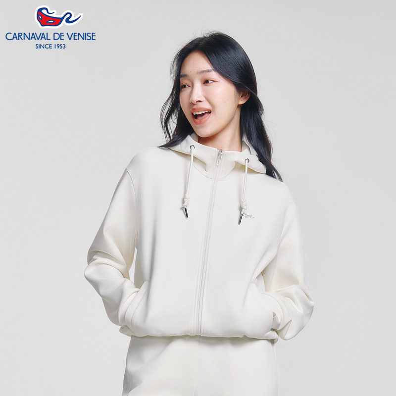 carnavaldevenise威尼斯25春季女装纯色运动茄克弹力柔软套装外套