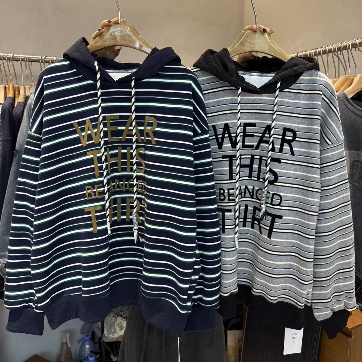 YJ#6300冬季福利高品质加BB绒连帽卫衣，衣长：66cm