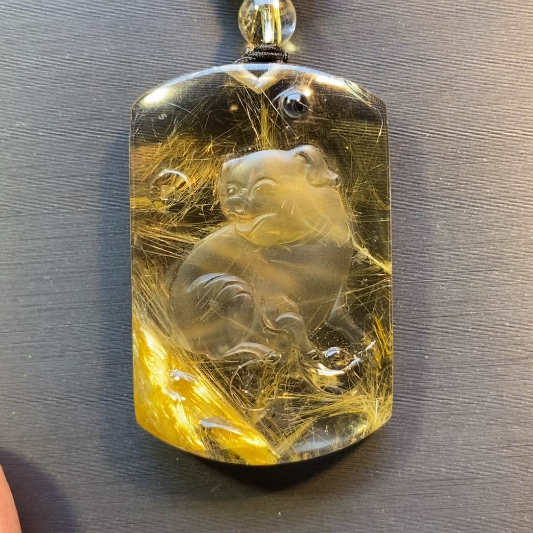 未镶嵌颈饰水晶发晶发财猪