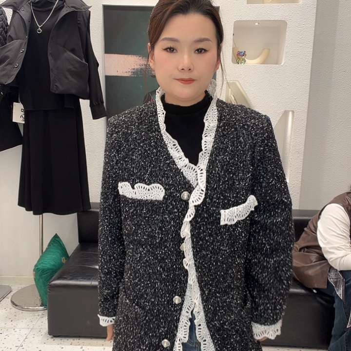 大码小香风外套黑色