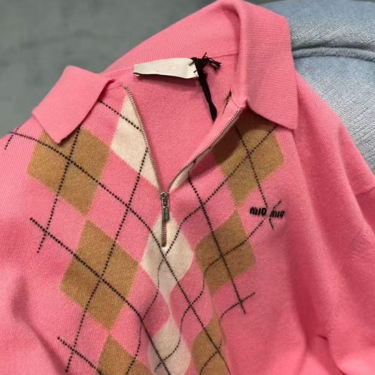 针织翻领不字母提花毛针织衫针织衫休闲秋季毛衣