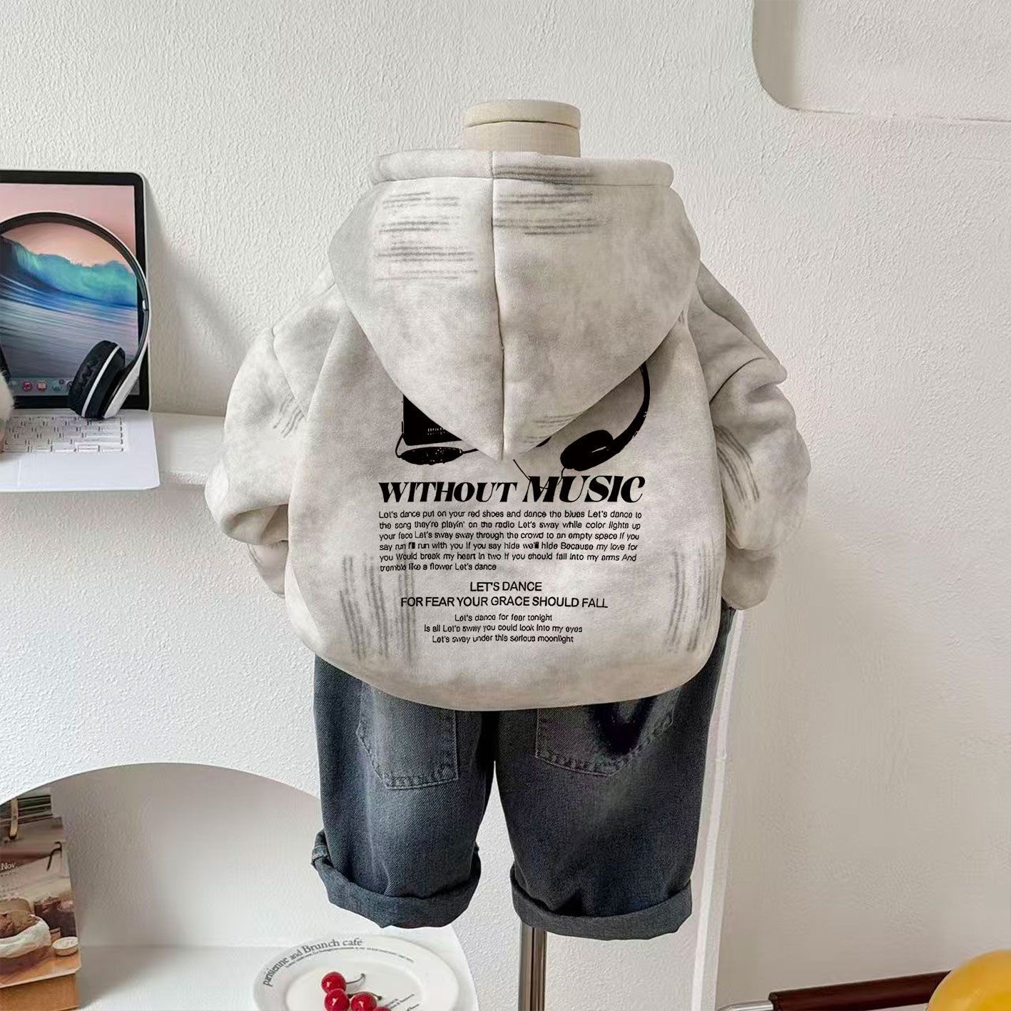 男童连帽加绒卫衣冬季2025新款儿童扎染上衣加厚男孩打底衫痞帅