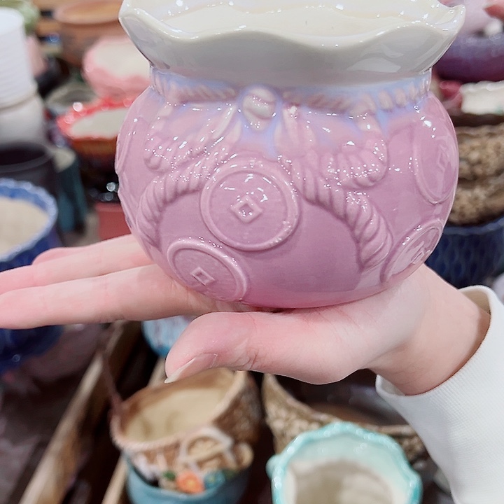 有孔，凑单福利满10元发货陶瓷多肉花盆！