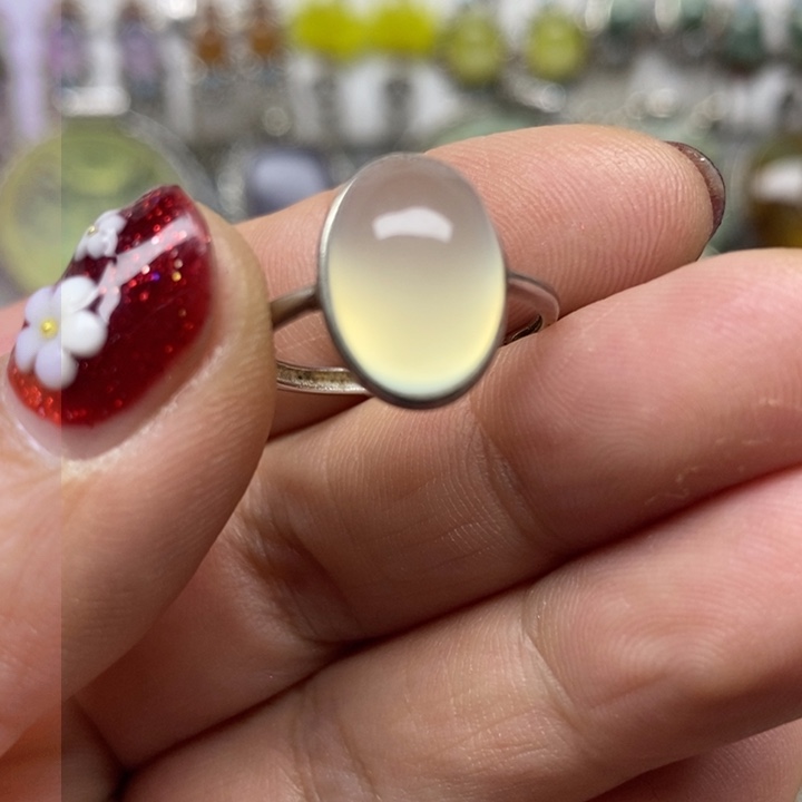蛇纹石玉戒指银S925镶嵌