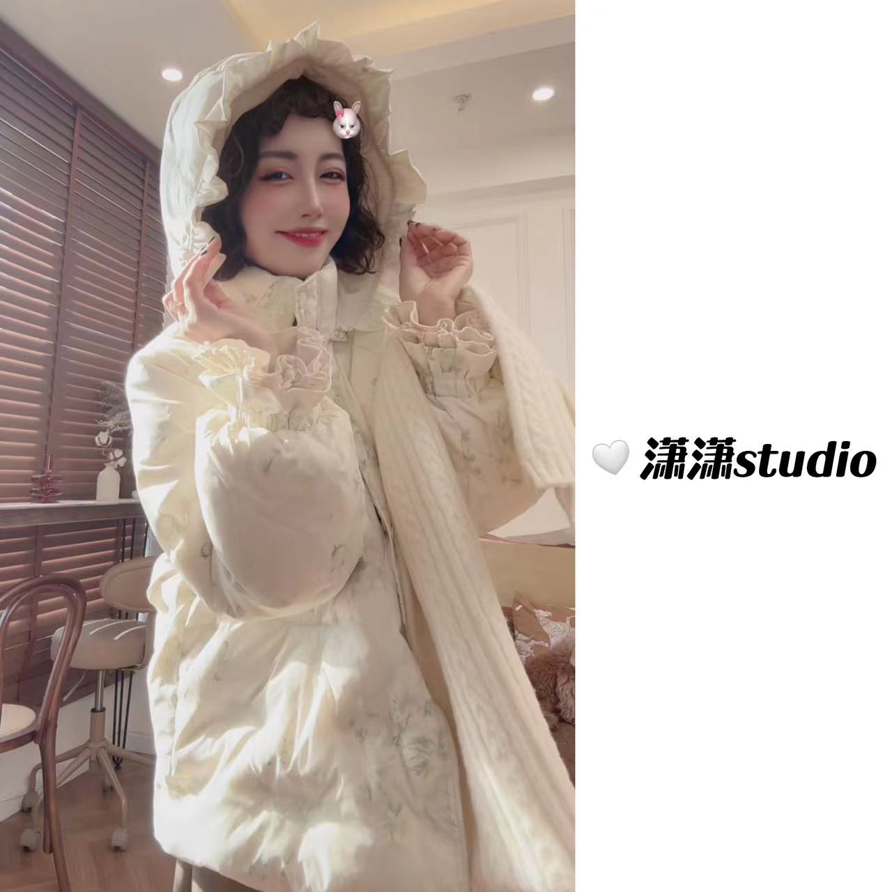 【竹林清风】【白鸭绒】【帽可拆】潇潇花苞帽碎花刺绣羽绒XM1014