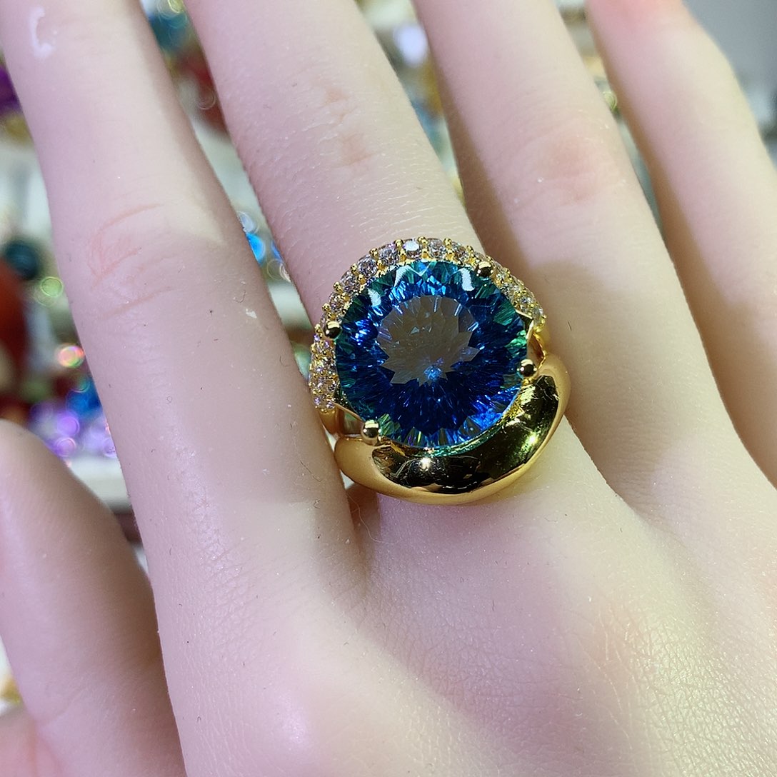 托帕石戒指银S925镶嵌