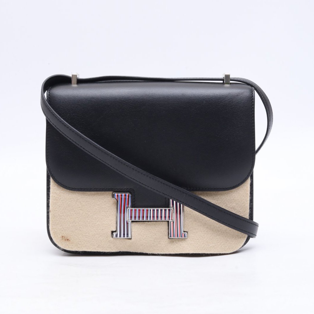 99新 Hermes/爱马仕 黑黑精选 89黑色 Box皮 D刻 康康 19 单肩包