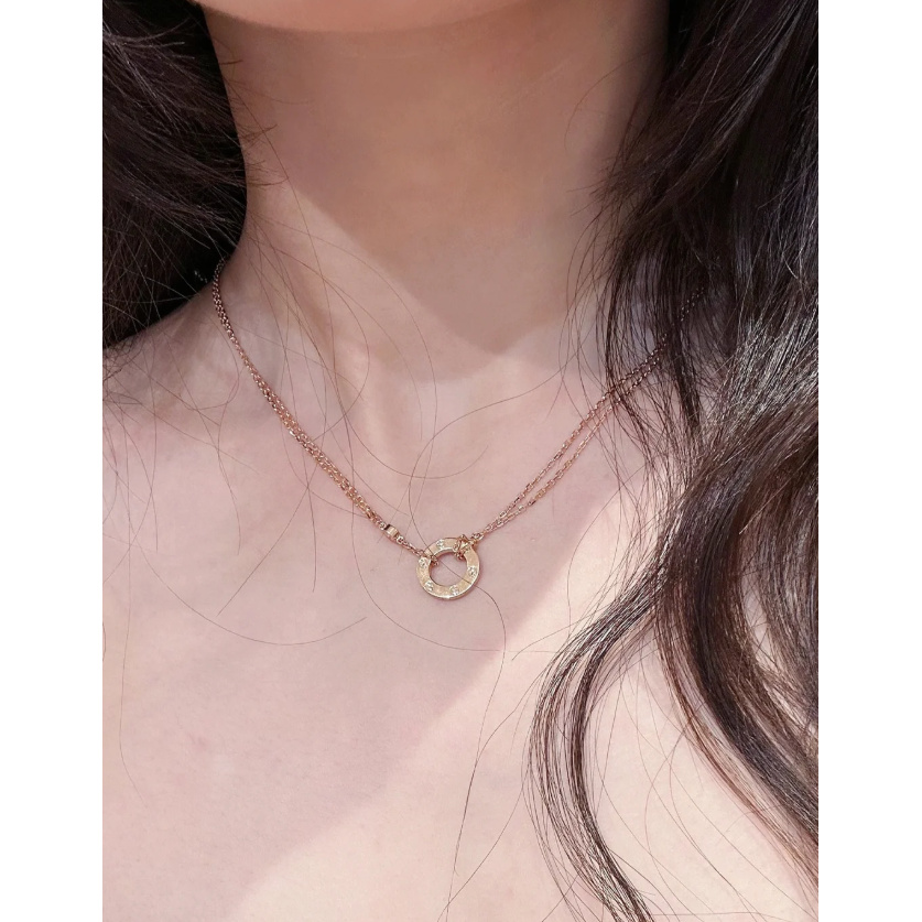 坠链均925银 镀18K金 圆饼项链CNC精工莫桑镶钻款气质温柔女项链