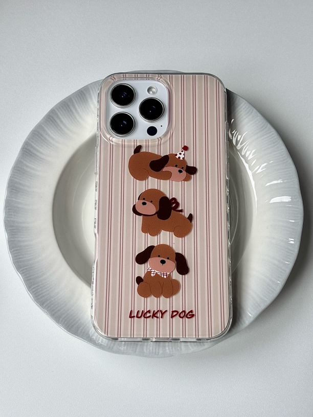 卡通棕色条纹腊肠狗可爱防摔适用苹果16/15/14/13ProMax手机壳