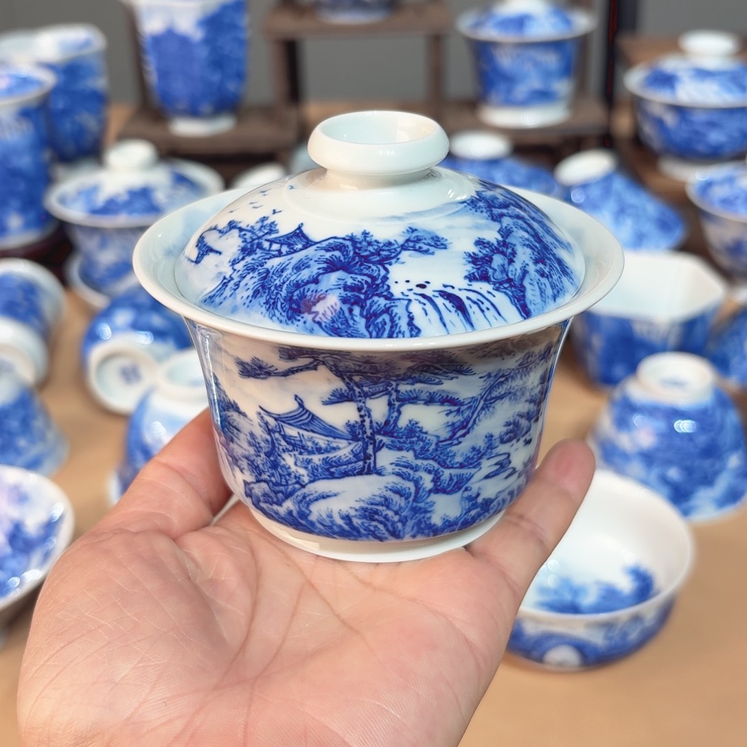 景德镇纯手绘盖碗