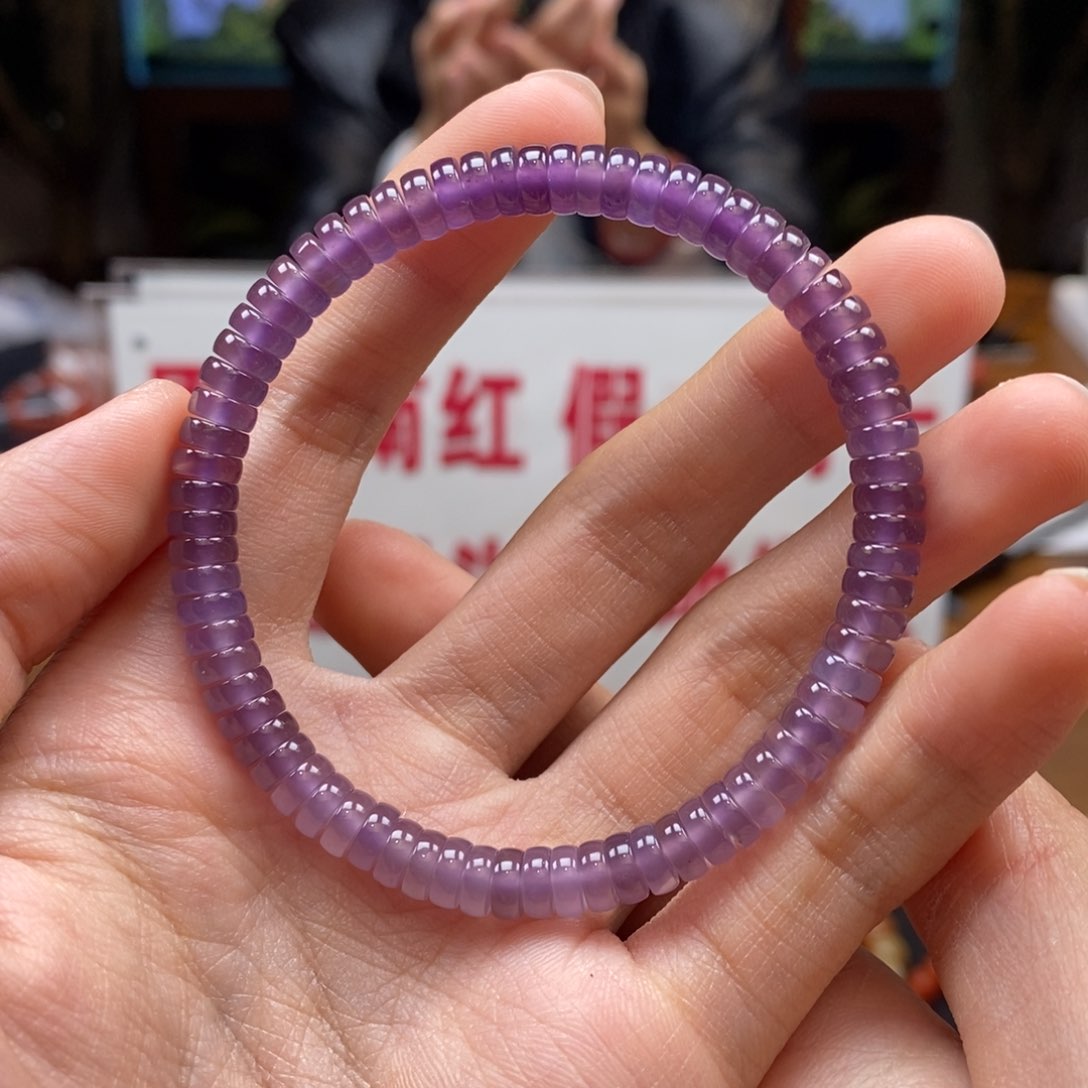 玛瑙/玉髓串未镶嵌甄****9冰紫6mm药片