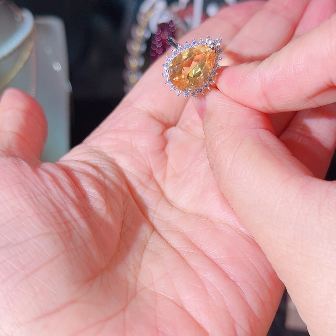 海蓝宝石戒指银S925镶嵌