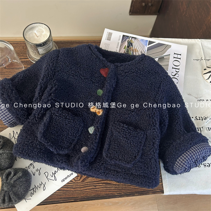 女宝宝秋冬加绒加厚外套2025新款P382韩版童装