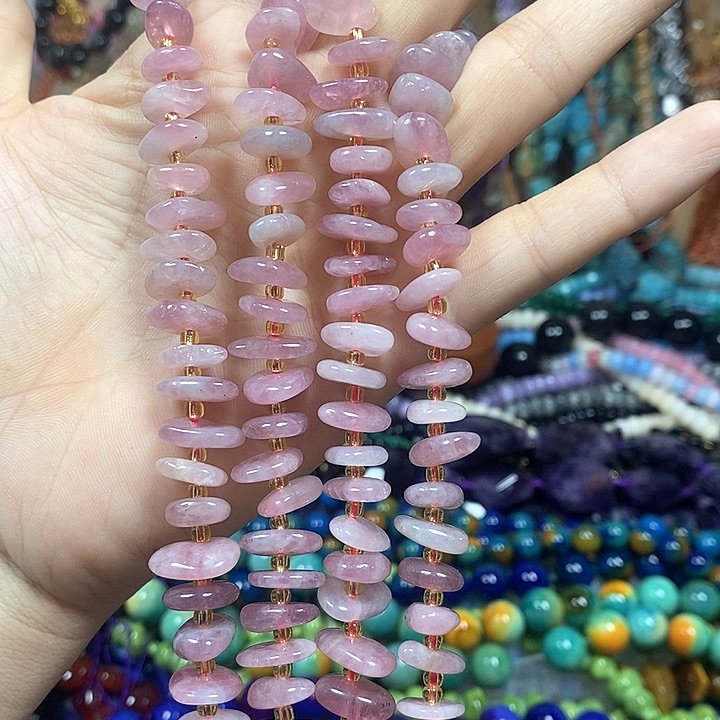 未镶嵌玛瑙/玉髓珠宝半成品紫马粉一条