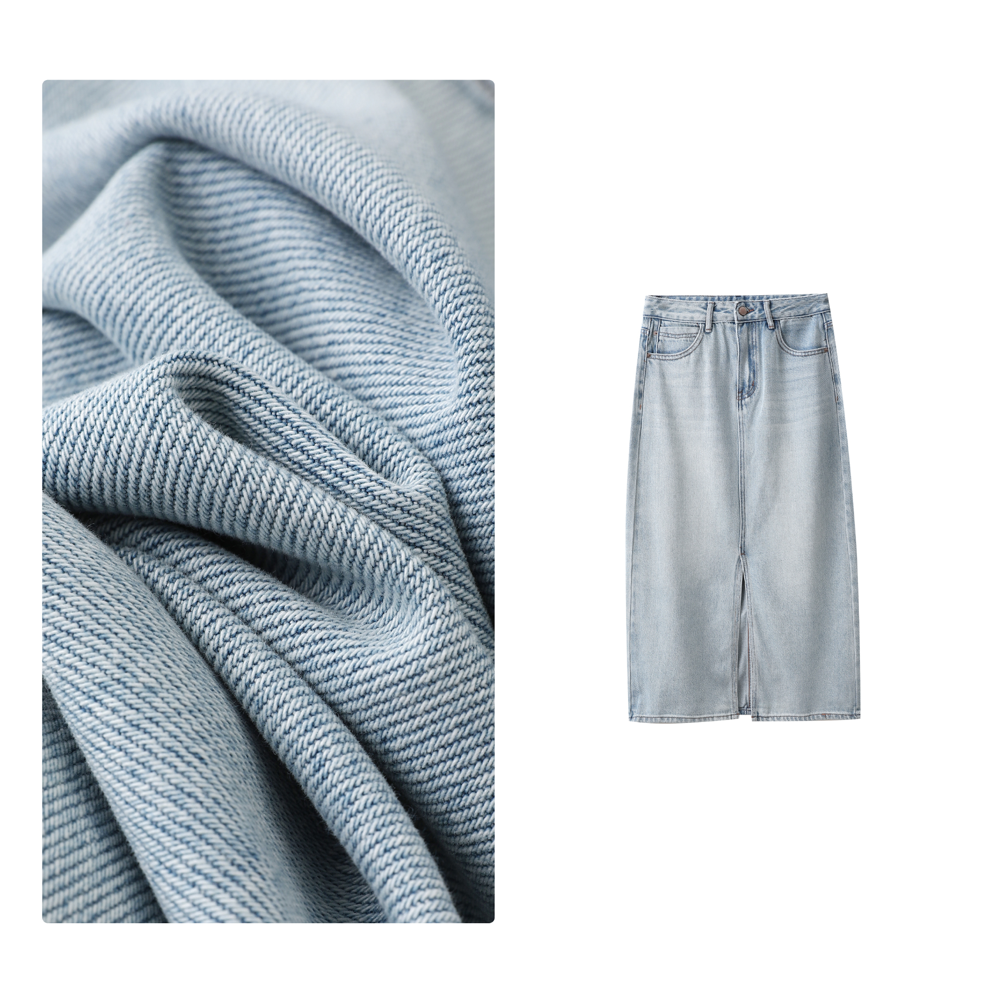 门店36&9！水洗颜色一绝！莱赛尔棉/显高显瘦直筒牛仔半身裙 Q00042