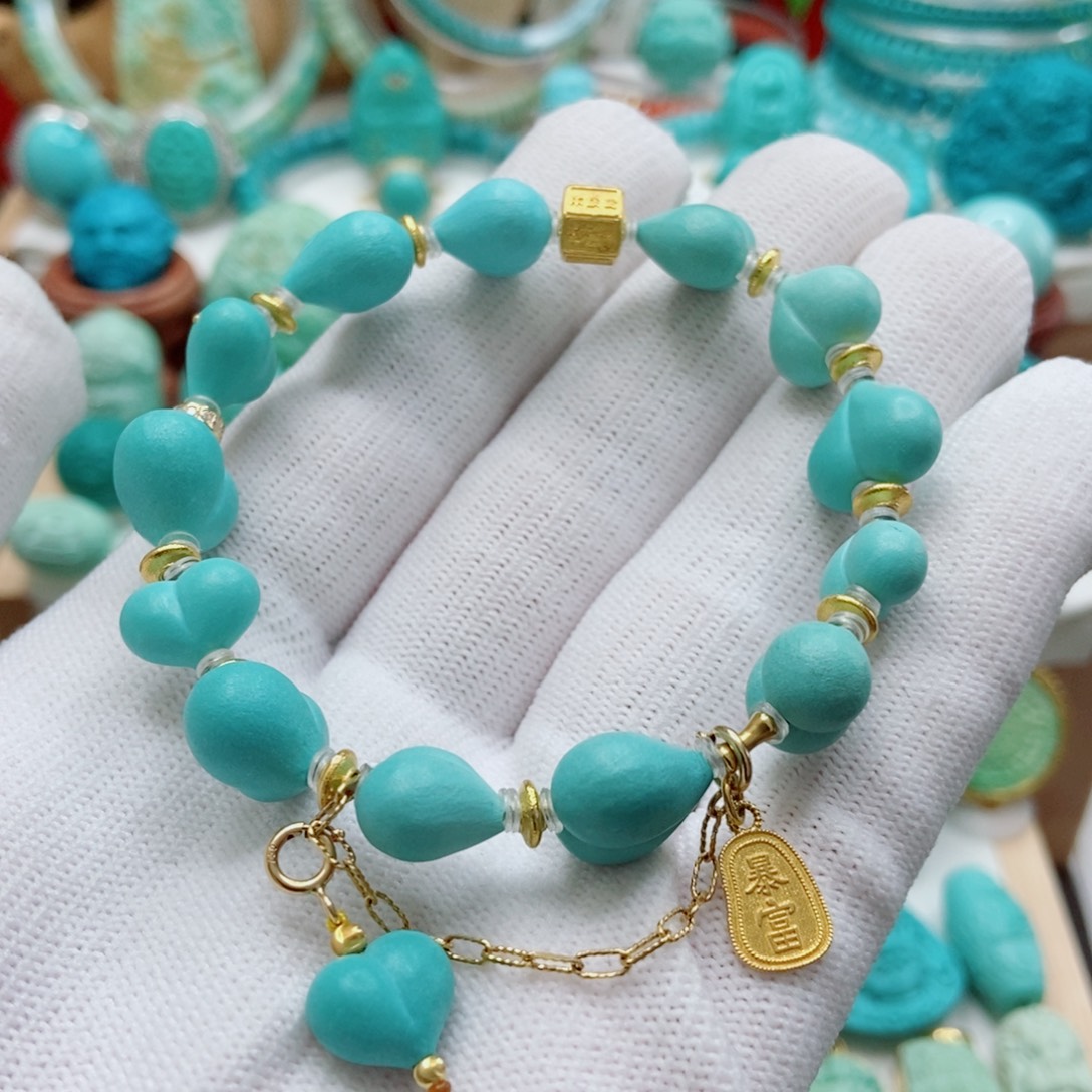 绿松石18K金镶嵌手串