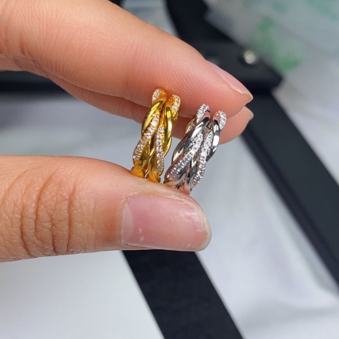钻石耳饰18K金镶嵌设计款麻花耳包（搭甜甜圈）多样性发其一