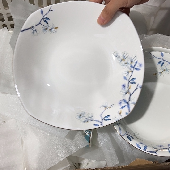 瓷片微瑕骨瓷方汤盘一个水云间