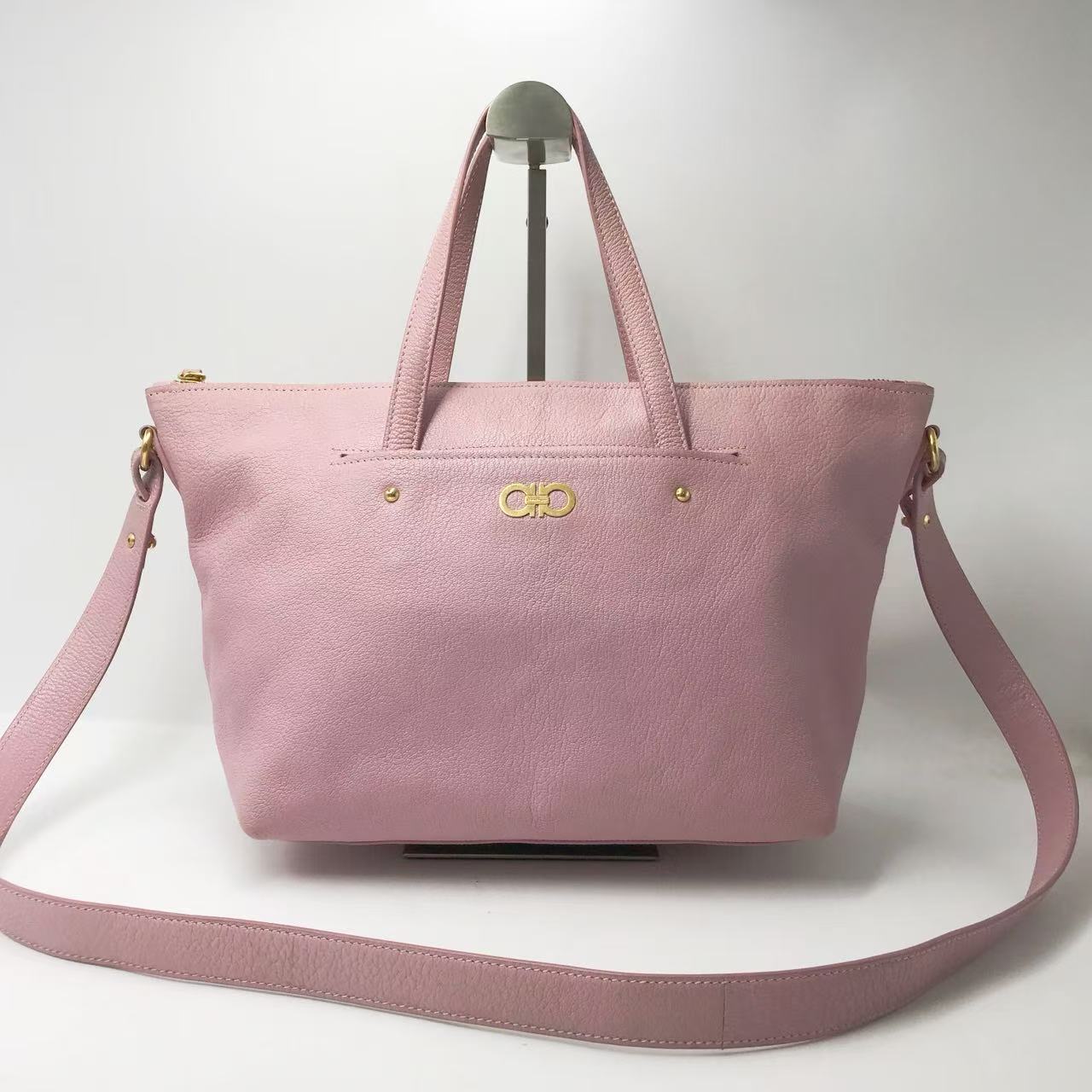 95新 FERRAGAMO/菲拉格慕 洋诚二手 菲拉格慕粉色托特包