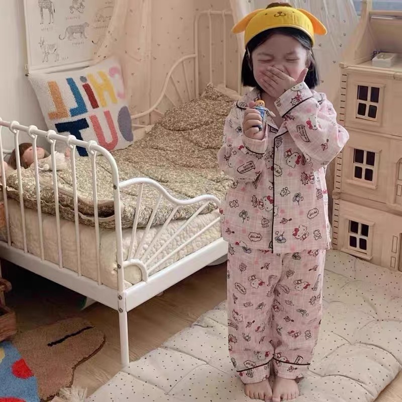 女童春秋季kt猫家居服套装女宝宝秋装长袖长裤睡衣儿童洋气童装潮