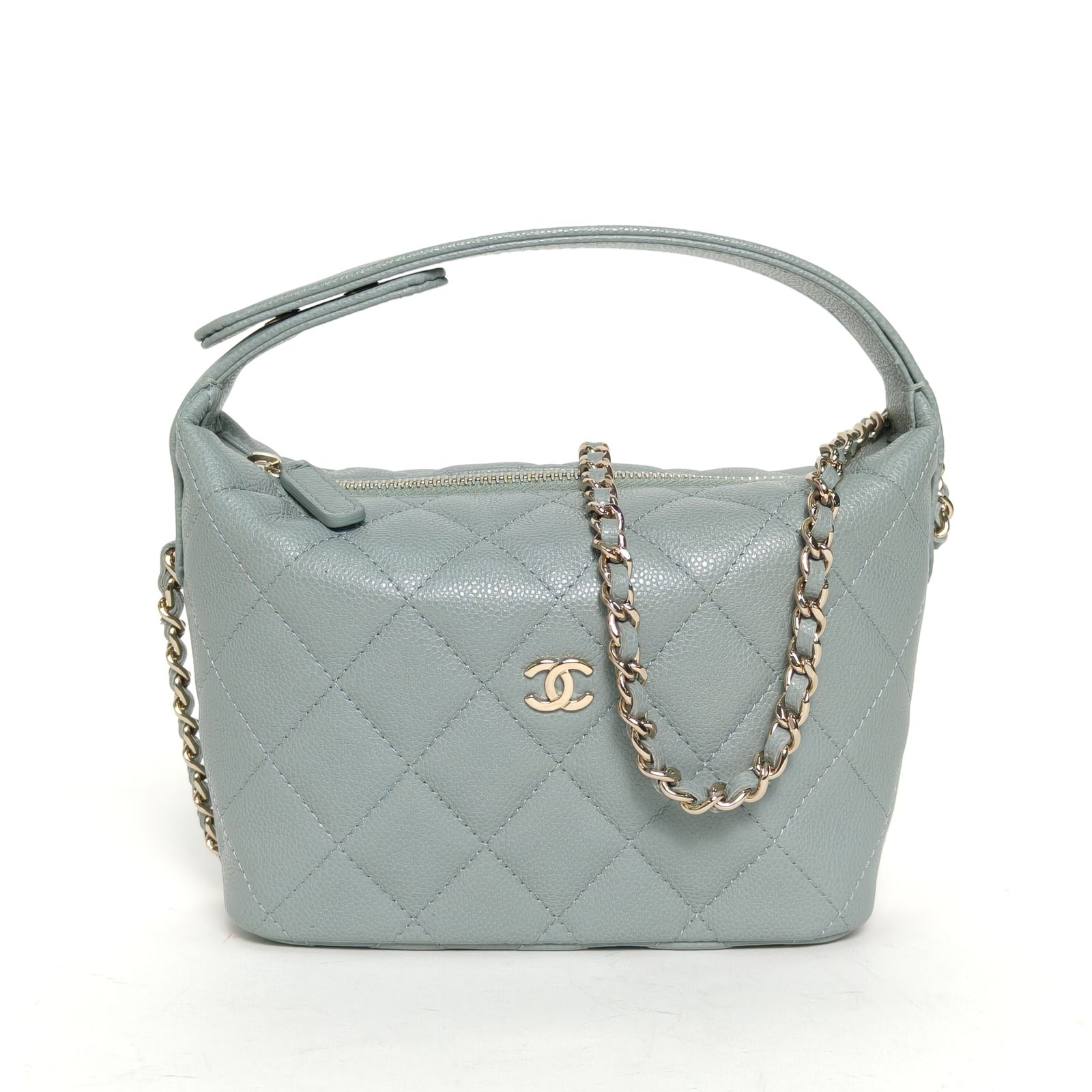 99新 Chanel/香奈儿 【黑黑】嬉皮HOBO 饭盒包 25C 浅绿色