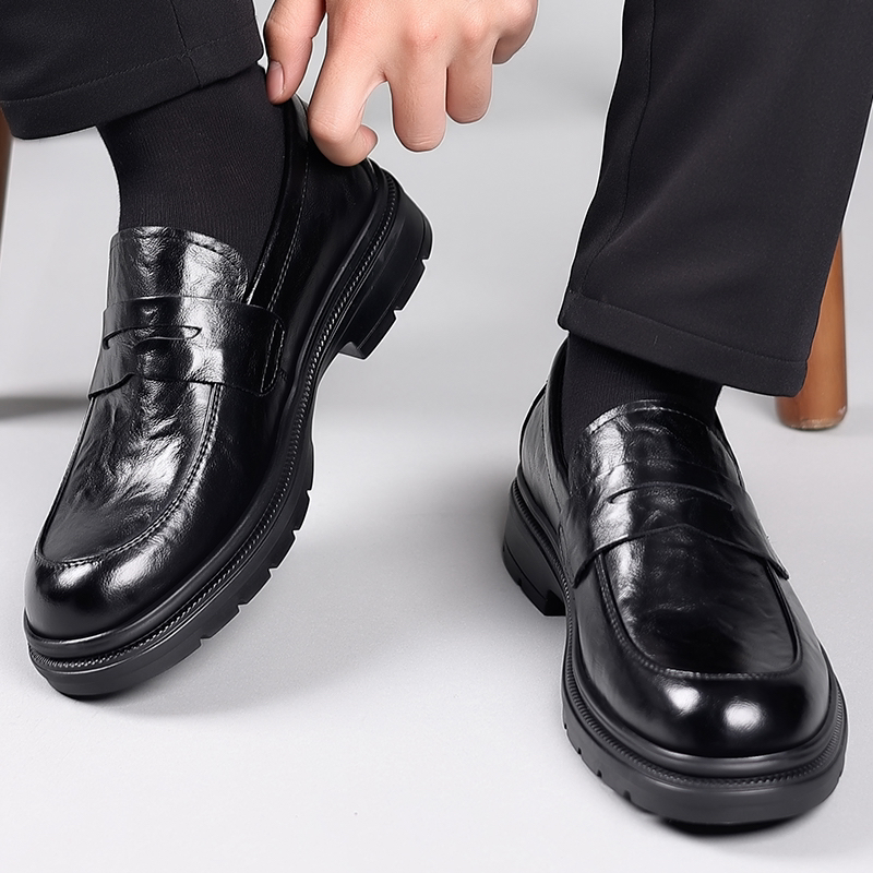 头层牛皮2402一脚蹬乐福鞋懒人鞋潮流休闲皮鞋