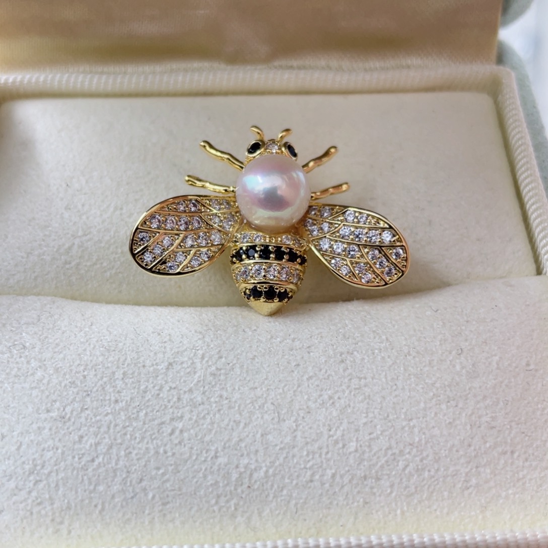 海水珍珠胸针合金