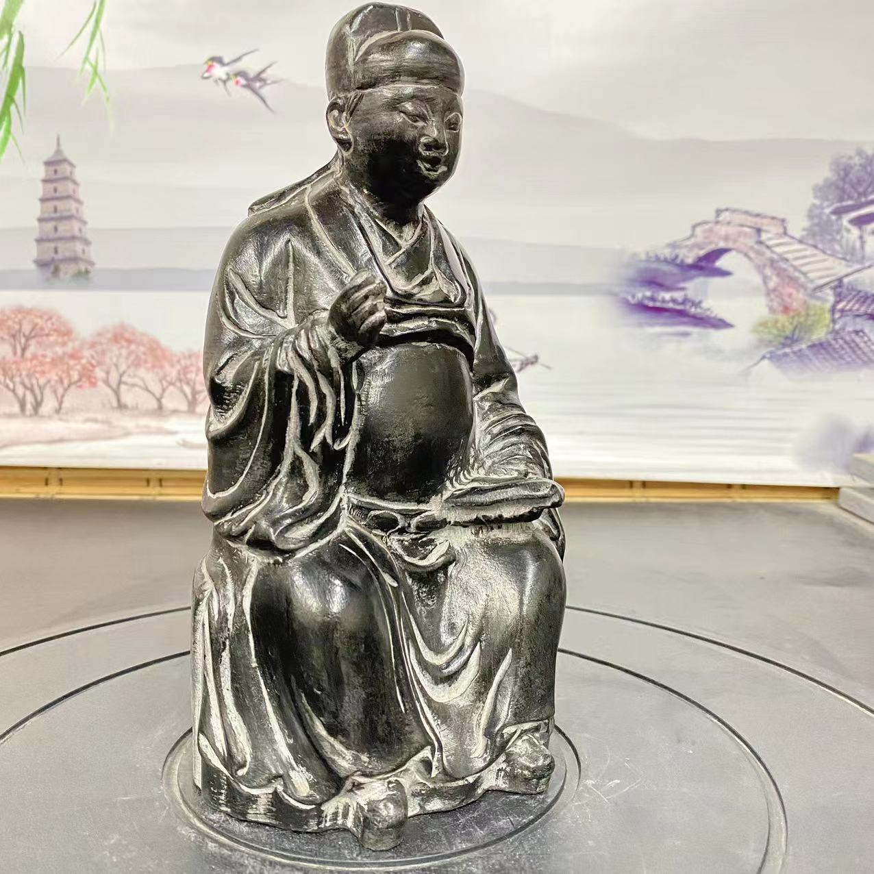 聚鹏阁山西青石桌面摆件文昌帝君