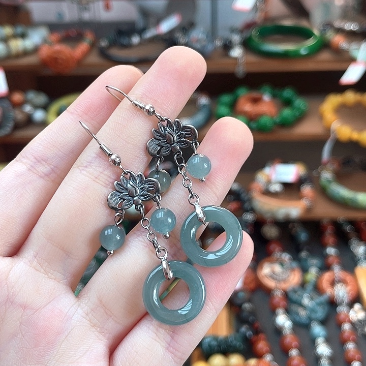 翡翠未镶嵌耳饰饰品