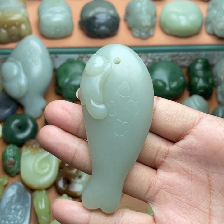 【闪购商品】颈饰未镶嵌和田玉和田玉猫吃鱼