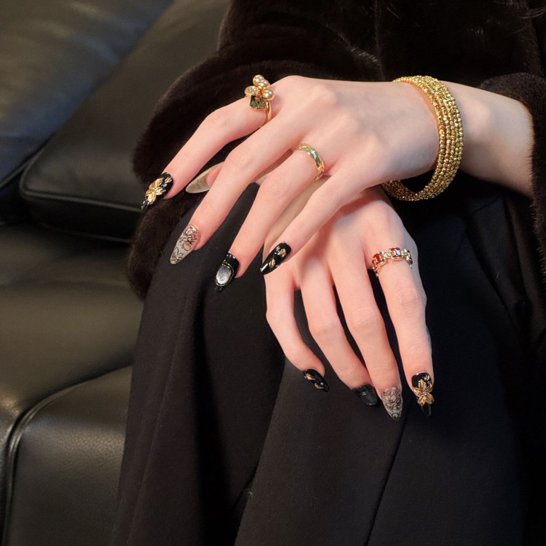 【黑金叙事】秋冬经典显白高定纯手工立体雕花奢华贵族气质穿戴甲