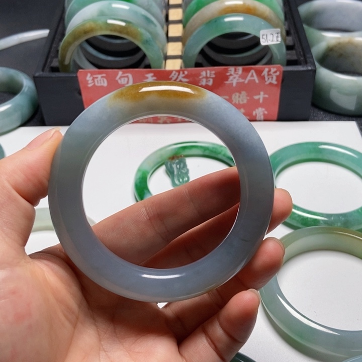 翡翠手镯未镶嵌翡翠手镯A货2号54.6圆条微瑕