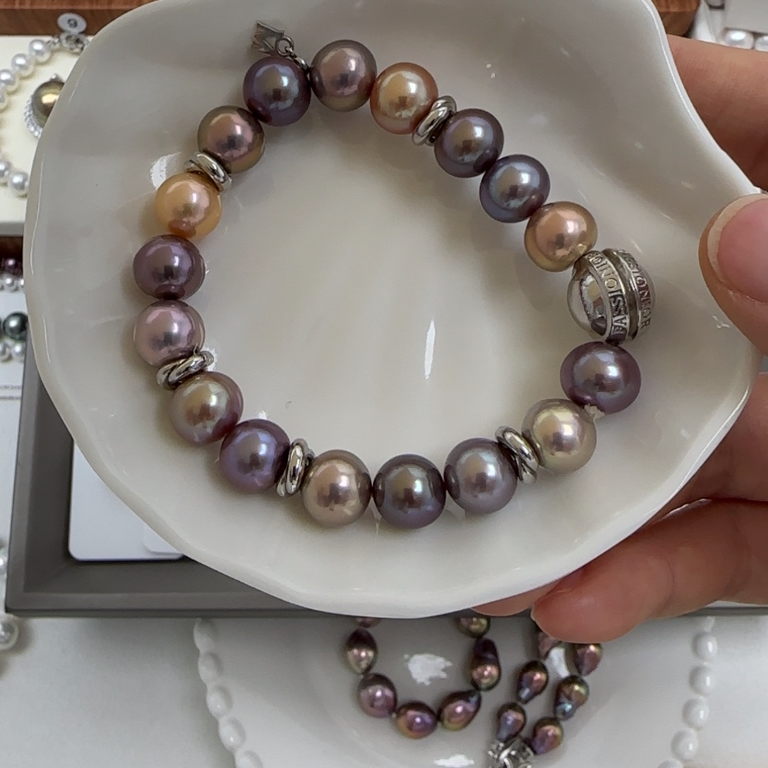 手链银S925镶嵌淡水珍珠